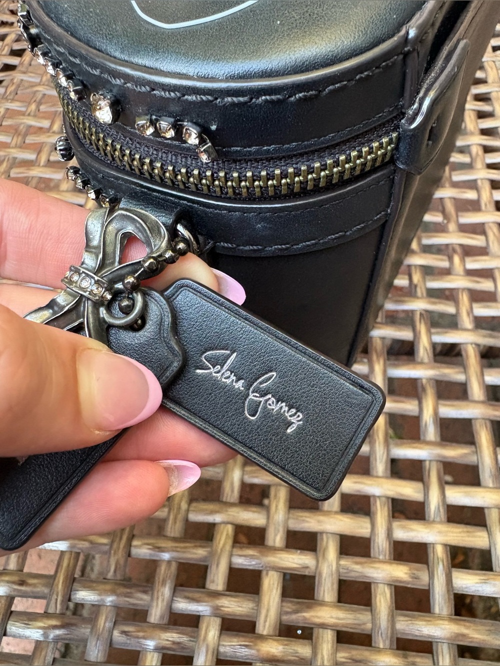 Coach x Selena Gomez Trail Bag Black Leather w/ Crystal Embellishment - Picture 8 of 14